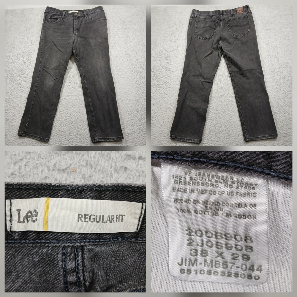 Lee Men's Jeans Regular Fit 38x29 Black Gray‎ Wash Denim